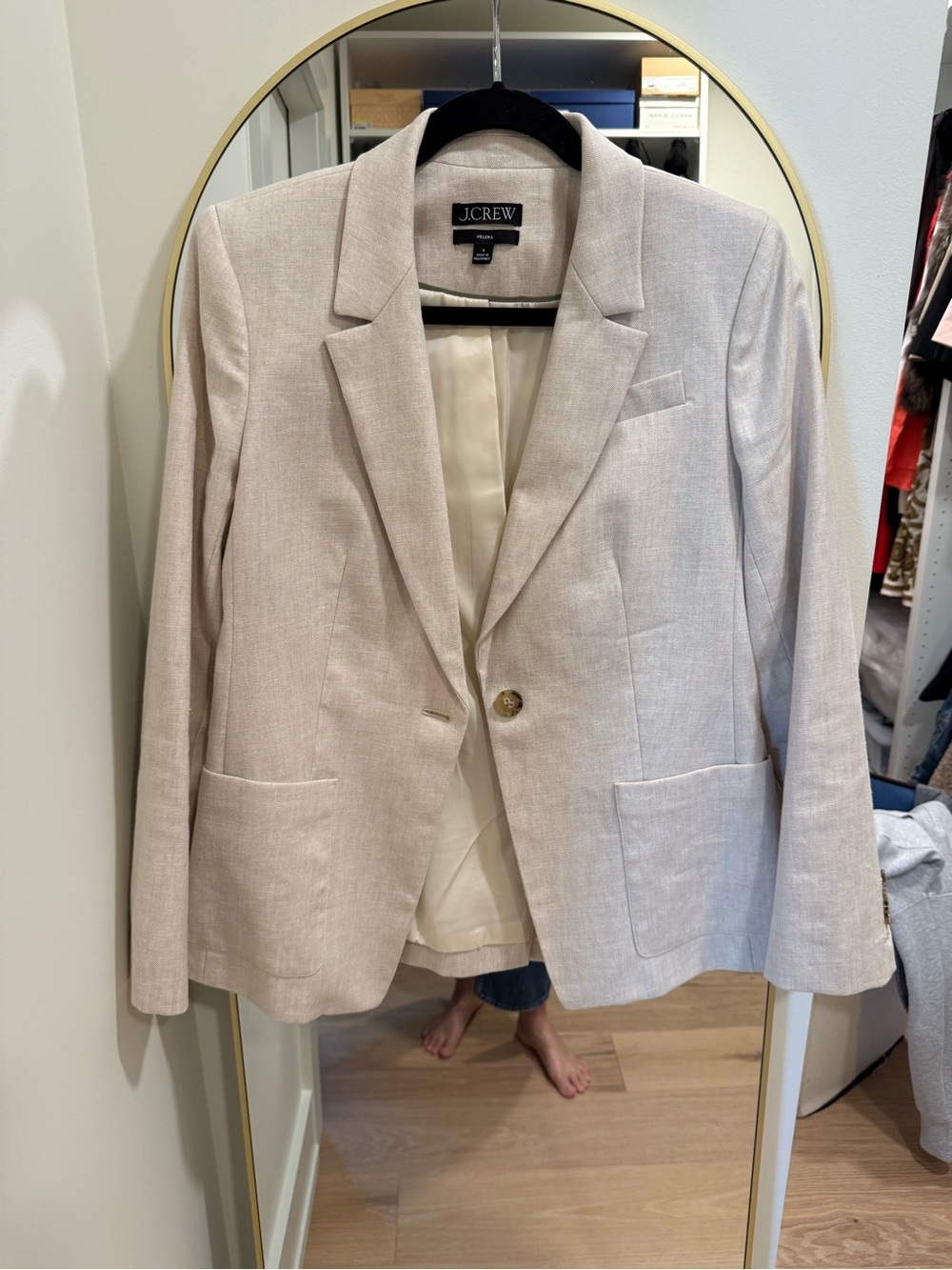J. Crew Beige Linen-Blend Single-Button Blazer